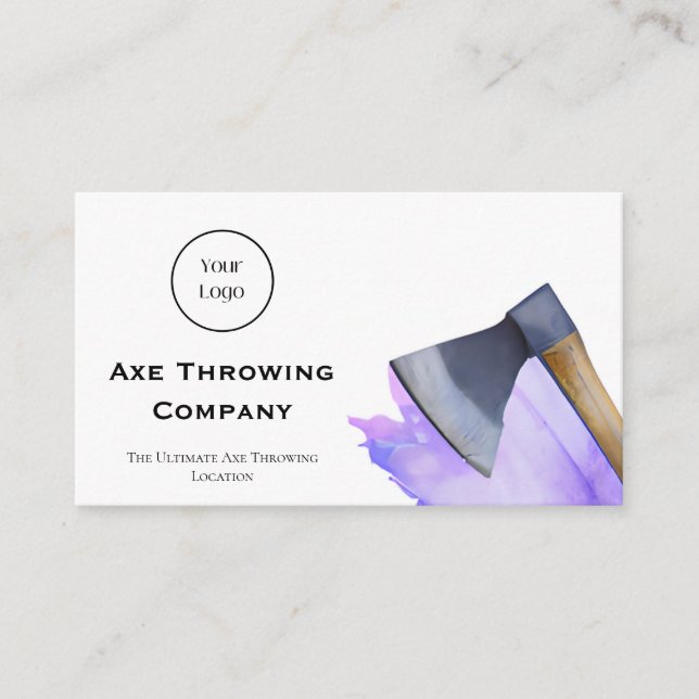 Tarjeta De Visita Watercolor Ax Throwing o Lumber Company (Anverso)