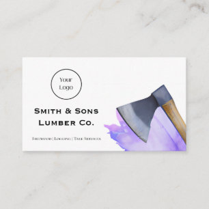 Tarjeta De Visita Watercolor Ax Throwing o Lumber Company