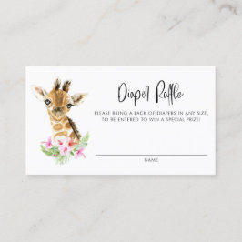 Tarjeta De Visita Watercolor Baby Giraffe Floral Diaper Raffle Card