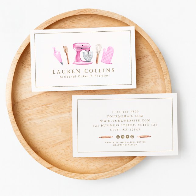 Tarjeta De Visita Watercolor Baking Professional Business Card (Subido por el creador)