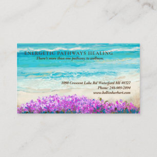 Tarjeta de visita Watercolor Beach Blue Ocean