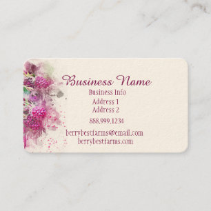 Tarjeta De Visita Watercolor Berries Business Name