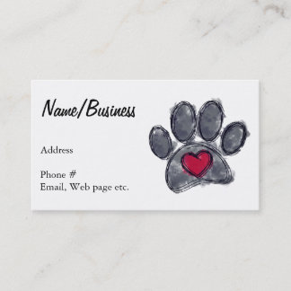 Tarjeta De Visita Watercolor Black Dog Paw Imprimir Personalizado de