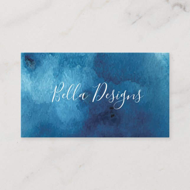 Tarjeta de visita Watercolor Blue Elegant (Anverso)