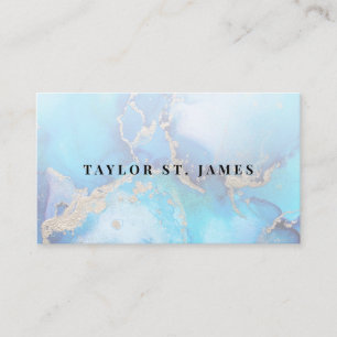 Tarjeta de visita Watercolor Blue Gold