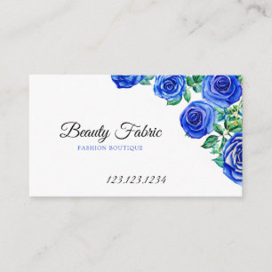 Tarjeta De Visita Watercolor Blue Rosas Clothing Boutique
