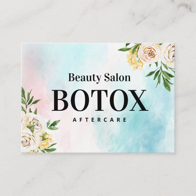 Tarjeta de visita Watercolor Botox Aftercare (Anverso)