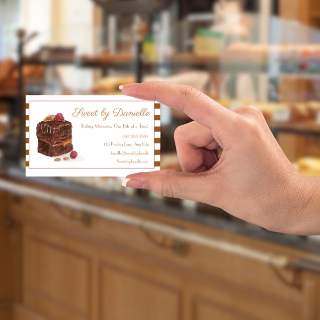 Tarjeta De Visita Watercolor Brownie Bakery Sweets (. This watercolor brownie offers a fusion of visual delight as a business card.
)