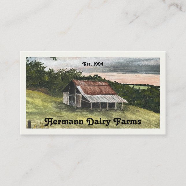 Tarjeta De Visita Watercolor Country Barn Scene (Anverso)