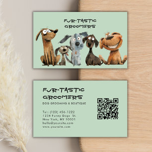 Tarjeta De Visita Watercolor Crazy Dog Groomers Boutique QR Code
