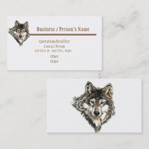 Tarjeta De Visita Watercolor Cute Wolf, Wolves Willife Animal