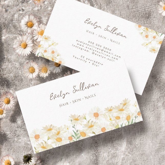 Tarjeta de visita Watercolor daisies wildflowers (Subido por el creador)
