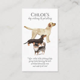 Tarjeta De Visita Watercolor Dog Pack Dog Walker Mascota Sitter