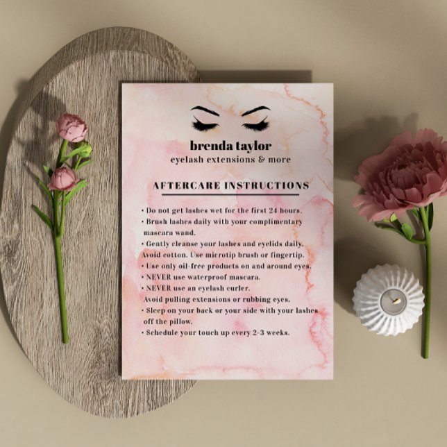 Tarjeta De Visita Watercolor Eyelash  Browbar Aftercare Instructions (Subido por el creador)