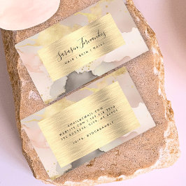 Tarjeta De Visita Watercolor Faux Relieve metalizado dorado Negro Ru