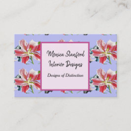 Tarjeta de visita Watercolor Floral Floral Red Lil