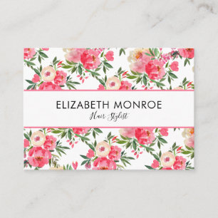 Tarjeta De Visita Watercolor Floral Salon Hair Stylist Makeup Artist