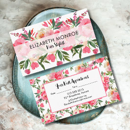 Tarjeta De Visita Watercolor Floral Salon Hair Stylist Makeup Artist