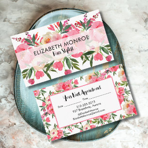 Tarjeta De Visita Watercolor Floral Salon Hair Stylist Makeup Artist