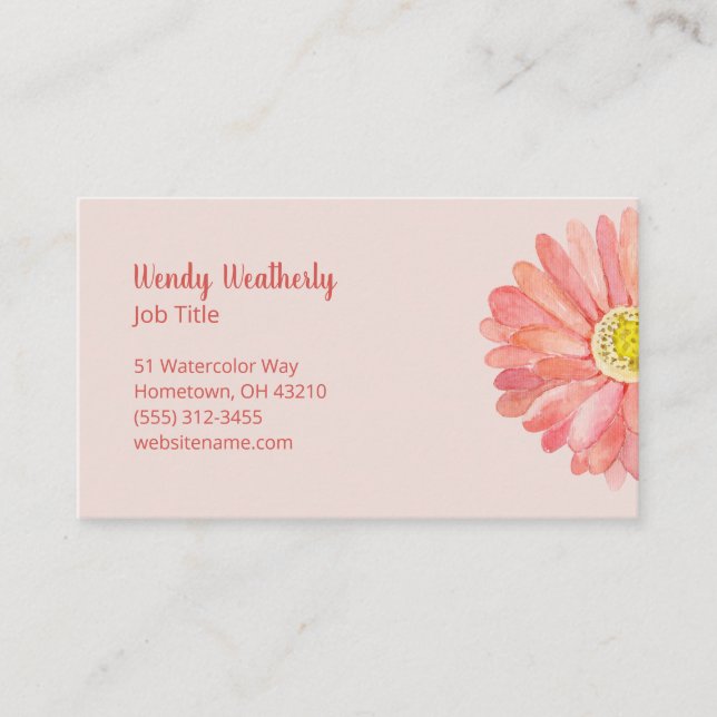 Tarjeta De Visita Watercolor Flower Pink (Anverso)