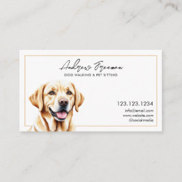 Tarjeta De Visita Watercolor Gold Labrador Caminando Perro