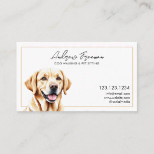 Tarjeta De Visita Watercolor Gold Labrador Caminando Perro