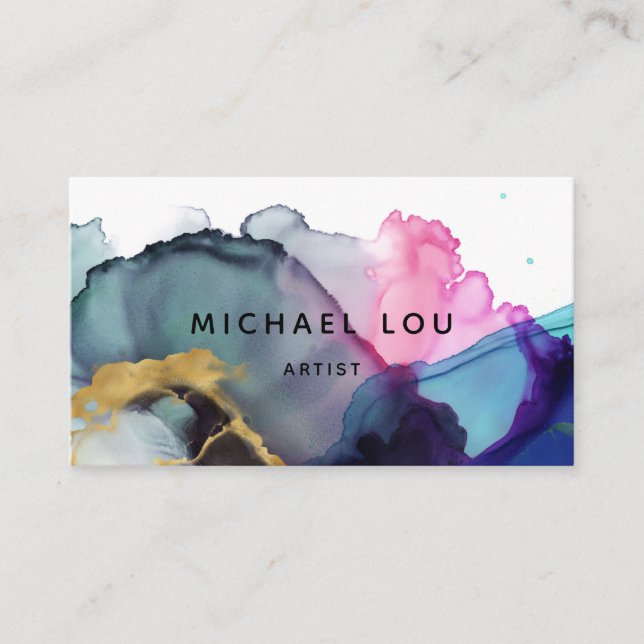 Tarjeta de visita Watercolor Gold Moderno (Anverso)