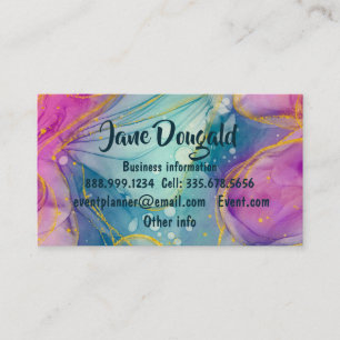Tarjeta De Visita Watercolor Gold Resumen Moderno y Elegante Negocio
