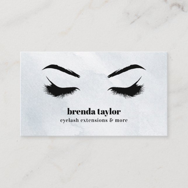 Tarjeta De Visita Watercolor GRAY moda Eyelash Browbar profesional (Anverso)
