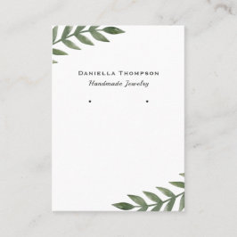 Tarjeta De Visita Watercolor Green Leaves Joyería Earl Display