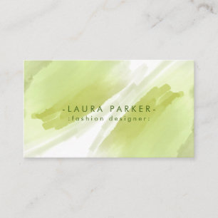 Tarjeta De Visita Watercolor Green Splatter Resumen Artista de maqui