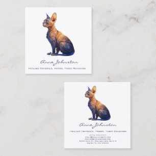 Tarjeta de visita Watercolor Hairless Kitty Square