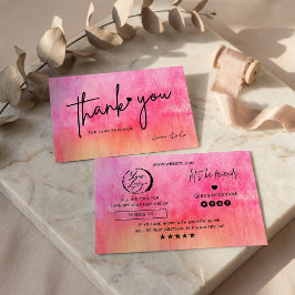 Tarjeta De Visita Watercolor Hot Pink Thank You Card Gold Accents