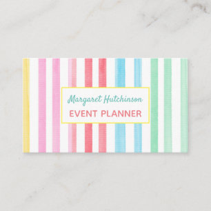 Tarjeta De Visita Watercolor Iris Stripe Feminine