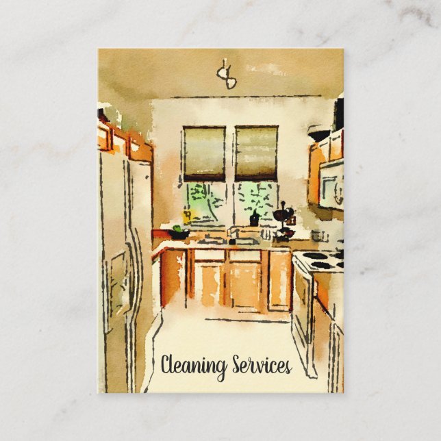 Tarjeta de visita Watercolor Kitchen (Anverso)