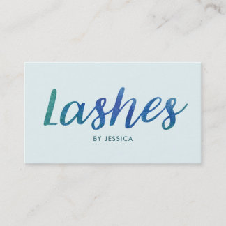 Tarjeta De Visita Watercolor Lash Technician Blue Green