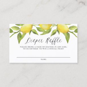 Tarjeta De Visita Watercolor Lemon Greenery Diaper Raffle Card
