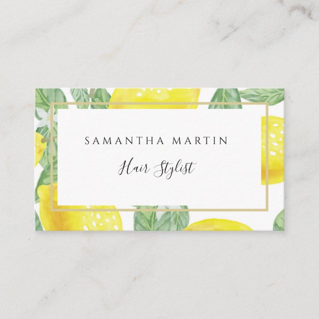 Tarjeta de visita Watercolor Moderno Lemon (Anverso)