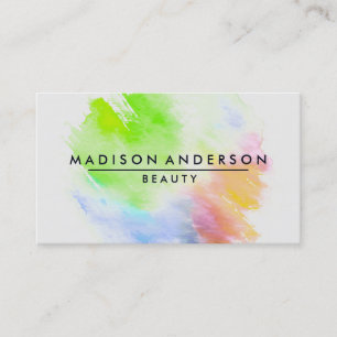 Tarjeta De Visita Watercolor Moderno, Simple y Clásico Negocios De B