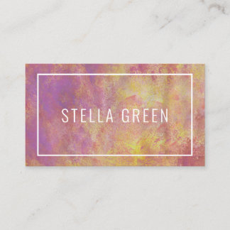 Tarjeta De Visita Watercolor Moderno Trendy Purple Naranja