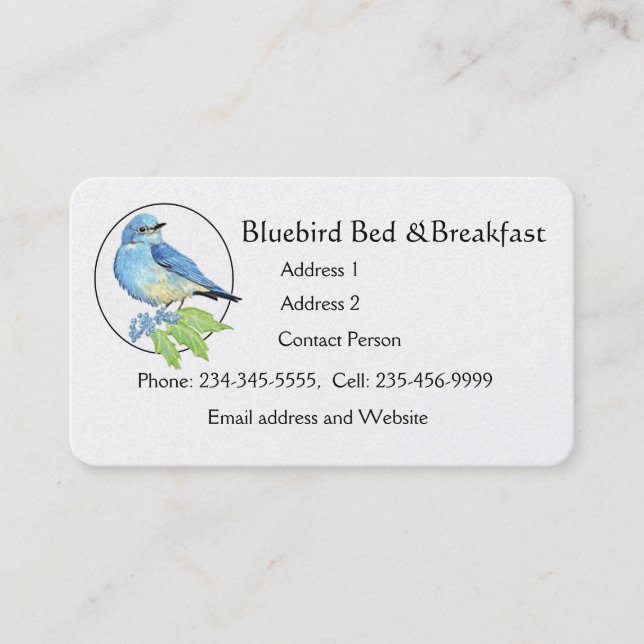Tarjeta De Visita Watercolor Mountain Bluebird Blue Bird Art para (Anverso)