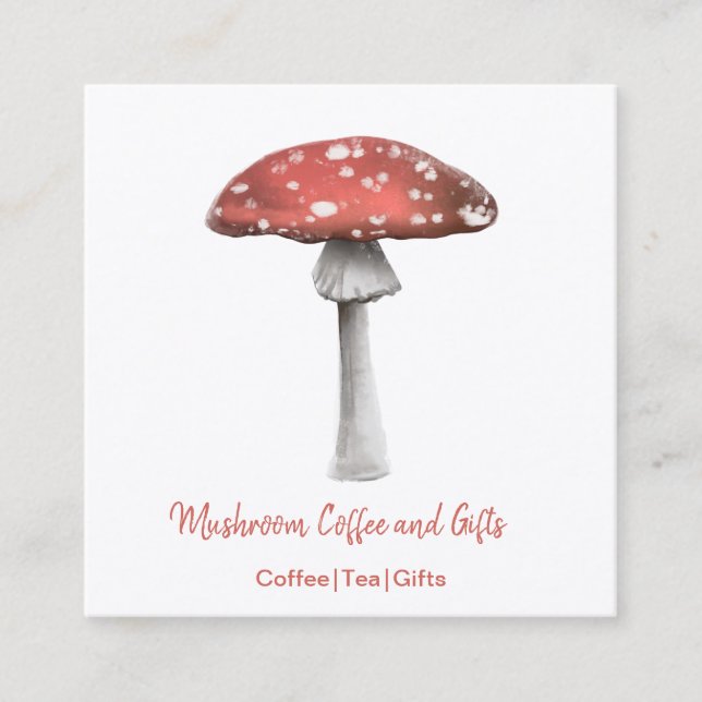 Tarjeta de visita Watercolor Mushroom Square (Anverso)