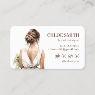 Tarjeta De Visita Watercolor Novia Bridal Hairstylist Boda Pro