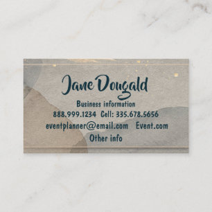Tarjeta De Visita Watercolor Oro Gris Gris Formal Profesión Simple