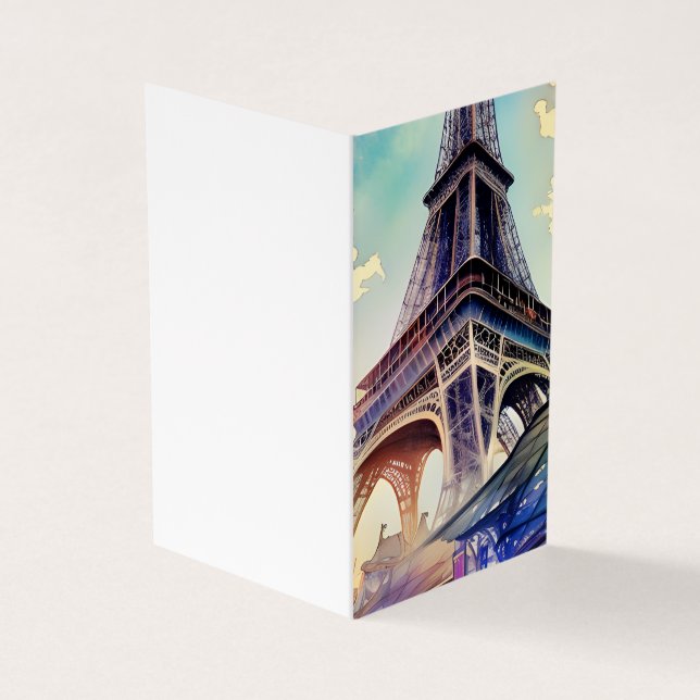 Tarjeta De Visita Watercolor Paris Effel Tower (Exterior)