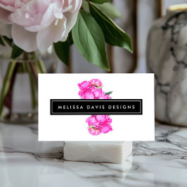 Tarjeta De Visita Watercolor Peonies Bunch