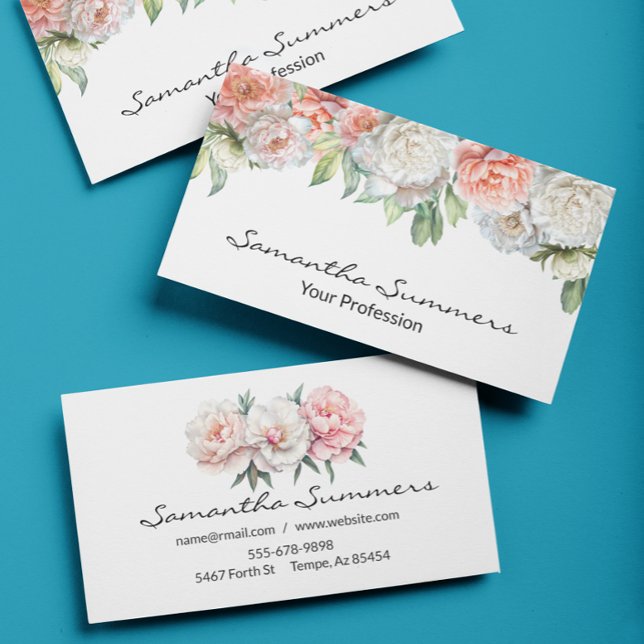 Tarjeta De Visita Watercolor Peonies Peony Flower (Subido por el creador)