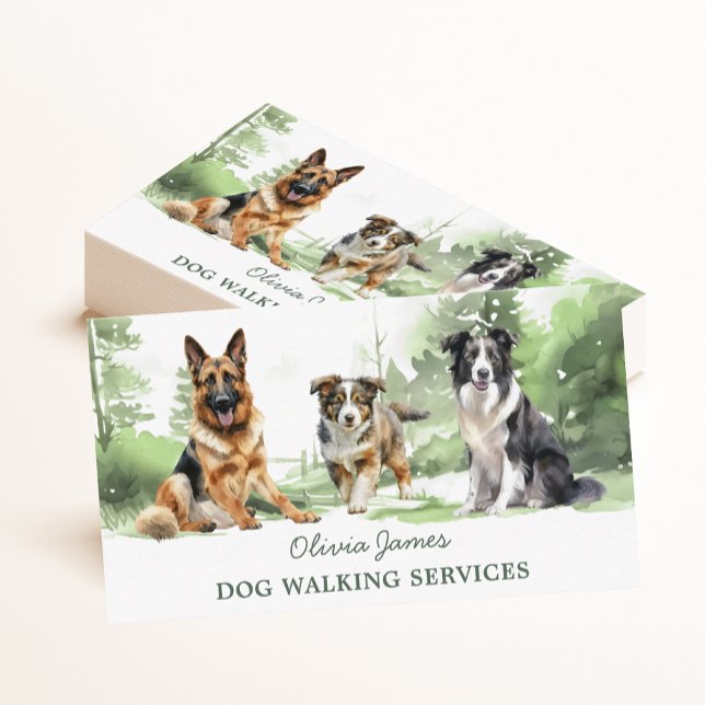 Tarjeta De Visita Watercolor Perro Caminar Mascota Sitting Business  (Subido por el creador)
