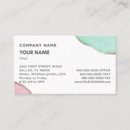 Tarjeta De Visita Watercolor Pink and Green Business Cards