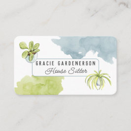 Tarjeta de visita Watercolor Plants House Sitter